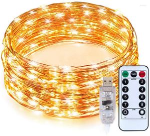 Cuerdas de 5/10/20M, alambre de cobre, luz LED de Navidad para exteriores, luces de hadas remotas, batería/guirnalda USB para fiesta, hogar, decoración de boda