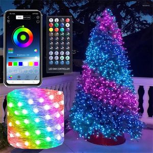 Strings 5/20M Smart LED Fairy Light RGB Bluetooth App Twinkle String Guirlande d'arbre de Noël en plein air pour la décoration de fête de vacances