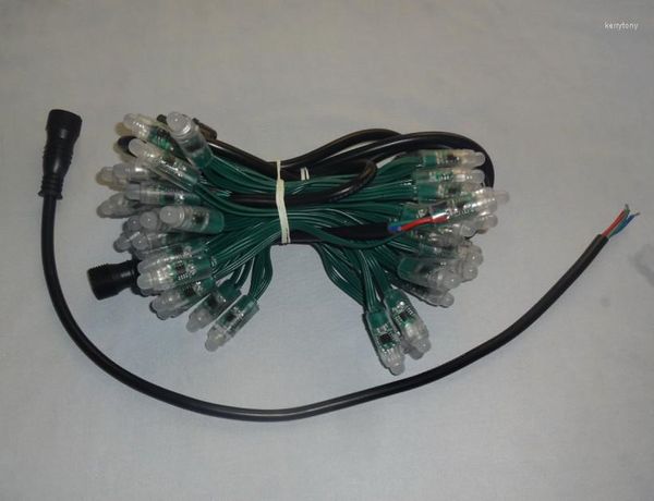 Strings 50CS DC12V Entrée IP68 WS2811 LED Pixel Light All Green Wire End avec connecteur mâle à 4 cœurs de 2 m de long