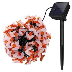 Snaren 50LED Zonne-energie Leuke Honingbij Lichtslingers Buiten Tuin Patio Kerstversiering Fairy Garland Warm Licht