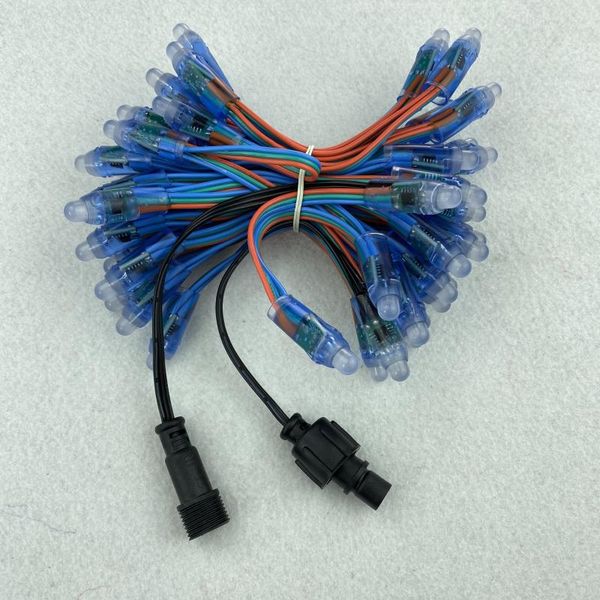 Cuerdas 50pcs / set Tipo DC5V Direccionable 12 mm WS2811 RGB Led Smart Pixel Node; Color RGB 18AWG Cable IP68LED StringsLED