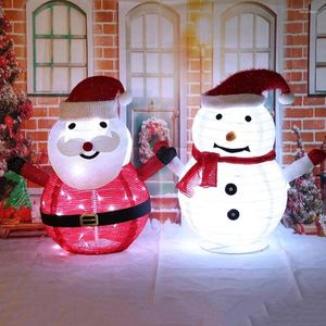 Strings 57cm Cartoon Santa Claus met Fairy String Light Foldable Snowman Christmas Lamp Outdoor Garden Lawn Jaar vakantie Decor
