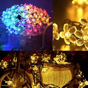 Strings 5m/12m LED Kerstverlichting Outdoor Waterdichte Sakura Solar String Garden Kersen Blossom Fairy Light Navidad