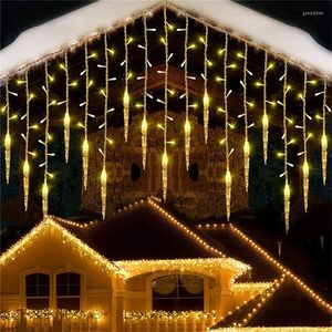 Strings 5m-20m Kerstsluis LED Gordijn IJschenlampen Festoon Licht Droop 0.7m Waterfall Outdoor Garden Street Eaves Decoratie