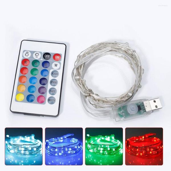 Cordes 5M 50LEDs 16 Couleurs Télécommande USB Alimenté LED Guirlande Lumineuse Pour La Décoration D'arbre De Noël