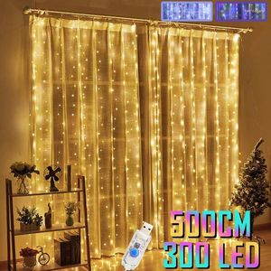 Strings 5M LED Curtain String Lights USB Garland Festival Christmas Decoration 2024 Holiday Wedding Fairy For Home Year Lamp