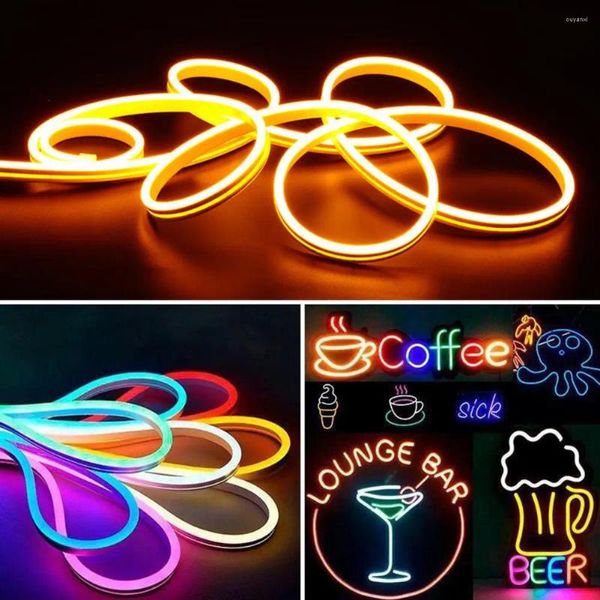 Cadenas 5m LED NEON LIGHT Strip de 12 V de bajo voltaje IP65 IMPRESIÓN DE DIY CORTE DE DIY ILUMINACIÓN SUPER BRILLOR ILUMINATIVA DE Silicona suave