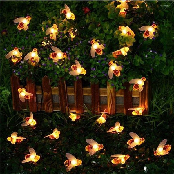 Cordes 5M LED Solaire Abeille Guirlande Lumineuse Fée Éclairage Extérieur Pour Parc Jardin Clôture Patio Lumières De Vacances