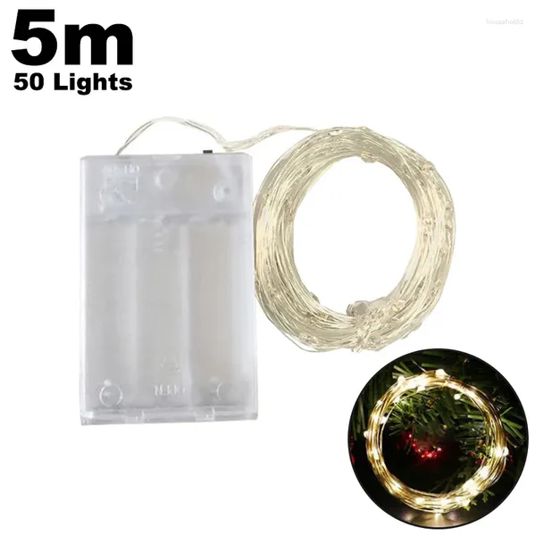 Cuerdas 5M Batería impermeable al aire libre Luces LED Cadena Alambre de cobre Guirnalda de hadas Lámpara de luz Fiesta de Navidad Iluminación navideña Decoración