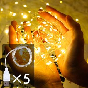 Cordes 5pcs Led Guirlandes De Fil De Cuivre Guirlande Colorée Vacances Lumière Extérieure Arbre De Noël Décoration De Fête De MariageLED