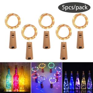 Strings 5 pcs/lot LED fil de cuivre bouchon de bouteille de vin chaîne lumières fée lumière noël mariage anniversaire décoration vacances décor à la maison