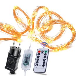 Cordes 600 LED vignes lumières branche de fil de cuivre LED fée chaîne adaptateur enfichable café noël décoration de fête de mariage