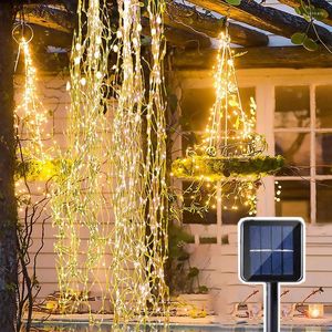 Stringhe 600LED Solar Viti Ramo Luci per alberi Rame per esterni Filo d'argento Fata String Light Christams Party Ghirlanda di nozze