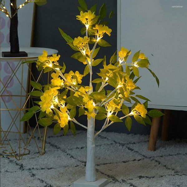 Cuerdas 60 cm Tabletop Bonsai Tree Night Ligh Decoración navideña Luz de hadas Lámpara de mesa de noche artificial para fiesta de boda