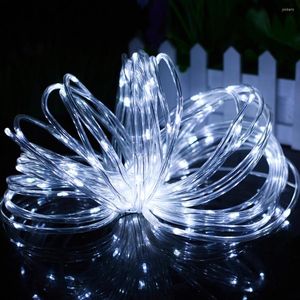 Cordes 7-32M Extérieure Solaire Corde Guirlande Lumineuse 8 Modes LED Fil De Cuivre Fée Lumière Étanche Tube Lampe Pour Jardin De Mariage Patio Décor