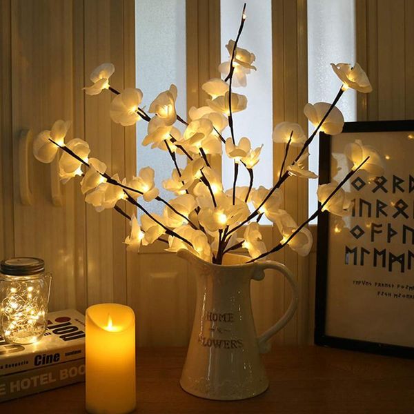 Cuerdas 73 cm LED Orquídea Rama de árbol Decoración para el hogar 20 Bombillas Florero Relleno Navidad Luz floral Vacaciones Jardín Fiesta Luces de escritorio LED Cuerdas LED