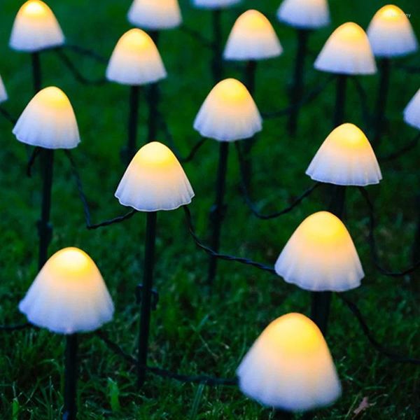 Strings 7M 50 LED Guirlande extérieure Solaire Champignon Guirlandes Lumières imperméables Paysage Fée Lumière pour jardin Patio Décor