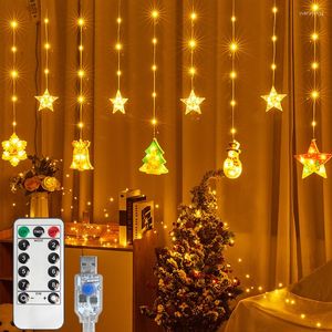 Strings 8 knipperende modi LED Fairy Curtain String Licht met afstandsbediening voor kerst bruiloft tuinfeest vakantie slaapkamer decoratio