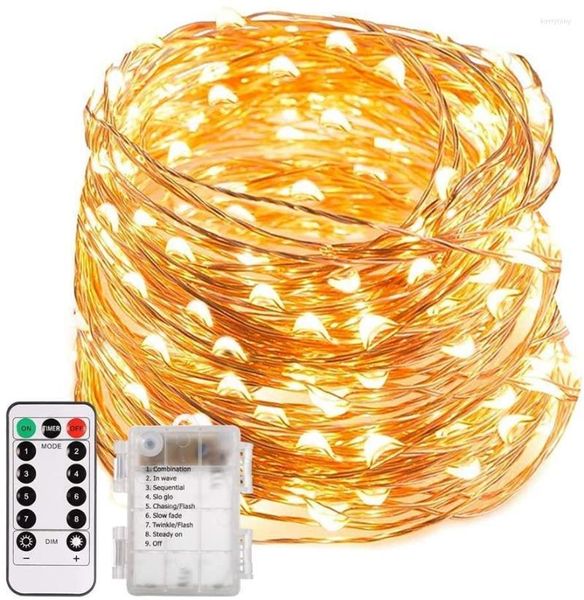 Cuerdas 8 modos Temporizador A prueba de agua Operado con batería Cooper Wire Twinkle Fairy String Lights Lámpara para fiesta en el jardín Decoración interior y exterior