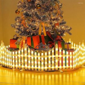 Strings 8-pack verlichte hek kerstboom decor verlichting plug-in witte plastic randen piket voor tuinlandschap