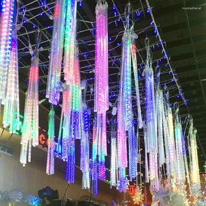 Cordes 8 Tubes LED Météore Douche Guirlande Lumineuse Étanche Fée Jardin Décor Extérieur Noël Rue Arbre Guirlande Décoration De Noël