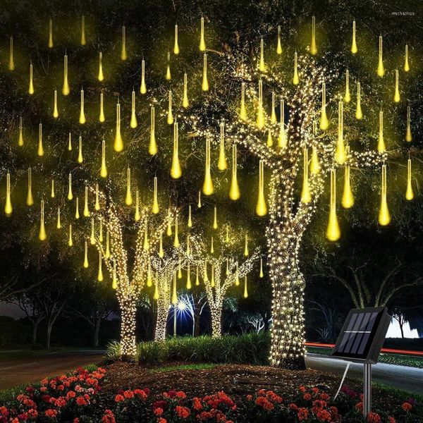 Cordes 8 Tubes Solaire LED Meteor String Light Extérieur Jardin Décor Fée Noël Rue Mariage Décoration Éclairage