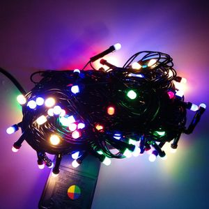 Cuerdas 8M 72 Led Navidad Cadena de luz Alambre negro Hada Guirnalda al aire libre para boda Fiesta Vacaciones Decoración LED