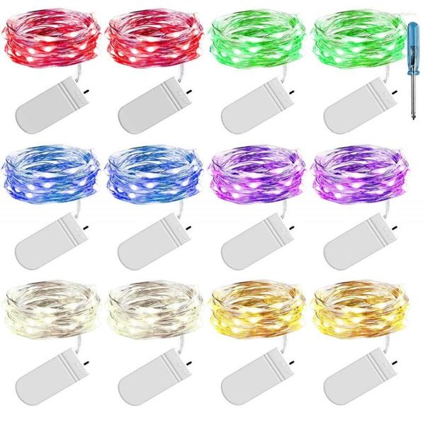 Cordes 9 couleurs 2 mètres 20LED artisanat décoratif fil de cuivre chaîne CR2032 bouton batterie boîte étanche lumières de vacances