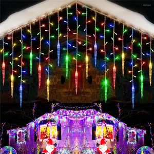 Strings 96 LED-gordijn Ijspegel Lichtslingers Kerstslinger Faiy Light Droop 0,4-0,6 m Kersttuin Buiten Decoratieve Verlichting Navidad