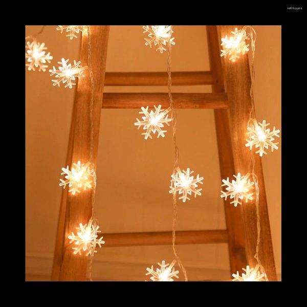 Cuerdas 96 LED Copo de nieve Luces de cadena Snow Fairy Garland Decoración para Navidad Año de Halloween Decoración del hogar Enchufe de la UE-D
