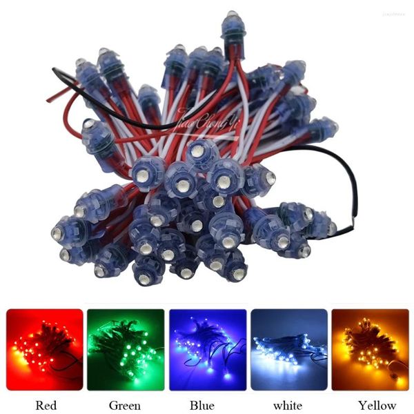 Cuerdas 9 mm Módulos LED Luz de cadena DC12V 5V Blanco Rojo Azul Verde Amarillo Al aire libre Publicidad impermeable Luces de píxeles 50PCS / 1set