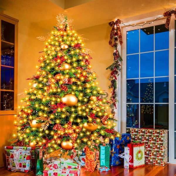 Chaînes 9 modes 400LED s lumières d'arbre de Noël avec anneau étoile chaîne LED fée pour Navidad intérieur extérieur décor de noël 2024