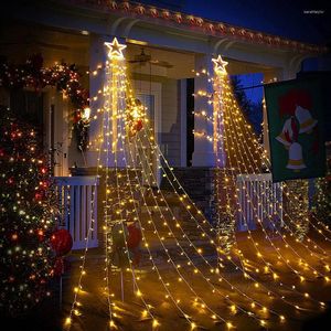 Cuerdas 9x3,5 CM 317LED decoraciones para fiesta de Navidad estrella cadena luz árbol Topper luces de hadas para año Patio puerta vacaciones