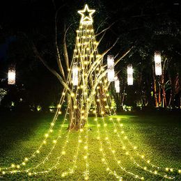 Strings 9x3.5m kerstdecoraties Star String Lights 350 Buiten Waterfall Tree met Topper Plug Inhing Fairy