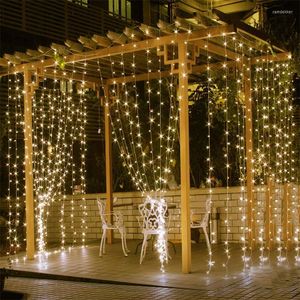 Cuerdas 9x3m LED Cortina Carámbano Luces de cadena Guirnalda de Navidad Luz de hadas Iluminación de boda Interior al aire libre Decoración de fiesta en casa 220V