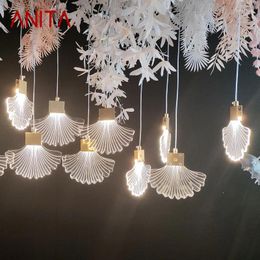 Stringhe ANITA Lampada da matrimonio moderna Luci da festival Atmosfera Luce a LED per la fase di festa Strada Piombo Foglia di ginkgo Decorazione di sfondo