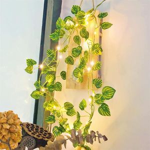 Cordes artificielle plante feuille guirlande fée vert clair vigne fil de cuivre guirlandes lumineuses pour noël fête de mariage forêt Table