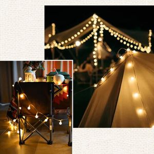 Strings Ball Garland Lights Fairy String Waterdichte Outdoor Camping Tent sfeer Lampchristmas Holiday Wedding Party Decorled Led