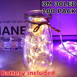 Cordes Batterie Comprend 20-100 Pack 3M 30LED Fil De Cuivre LED Guirlande Lumineuse Vacances Fée Rue Guirlande Pour La Décoration De Fête De Noël