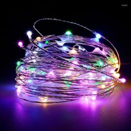 Strings batterij LED Fairy Lights Copper Wire String 1/2/5/10m vakantie Outdoor Lamp slinger voor kerstboom bruiloftsfeestdecoratie