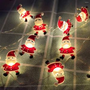 Snaren Werkt op batterijen 2M 3M Kerstman Sneeuwpop LED Fairy Light String Jaar Indoor Kerstboom Guirlande Lamp Bruiloft Woondecoratie