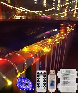 Cuerdas Guirnalda con pilas Año 2024 Decoración Festoon Luz LED Luces navideñas Exterior Impermeable 5/10/15M Boda