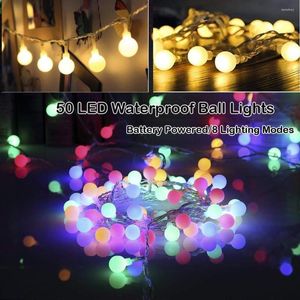 Strings batterij aangedreven 50 LED BALL STARRY Fairy String Lights 8 Verlichtingsmodi met afstandsbediening voor slaapkamertuin Kerstboom