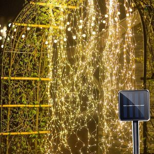 Strings Beiaidi 200 LED Zonne -aangedreven wijnstok Koper String Fairy Light Watering Can Firefly Plants Tree Branch