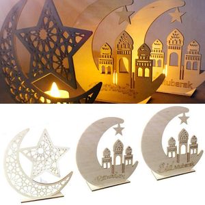 Cordes bougies lampe en bois lune étoile vacances Table lumineuse décoration Eid Mubarak éclairage Ramadan LightLED LED