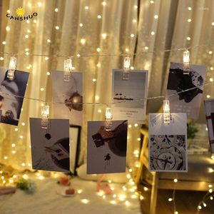 Strings canshuo Garland Card Po Clip String Licht Led Fairy Lights Wedding Kerstmis slaapkamer Diy waskledingvorm Batterij Kerstlampen