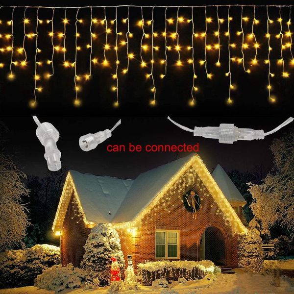 Cordes décor de noël lumières LED avec télécommande fée à cordes pour maison/rue/guirlande glaçon rideau lumière décoration