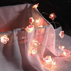 Cuerdas decoración de Navidad festón luz Led flor de cerezo luces de hadas Sakura flor rosa decorativa 2/5m para decoración de año