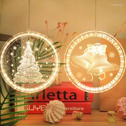 Strings Christmas Decoration for Home 3D LED Santa Claus Elk Snowman Lights Battery Hanging Kerstmis Jaar 2022 Holiday Decor Lighting