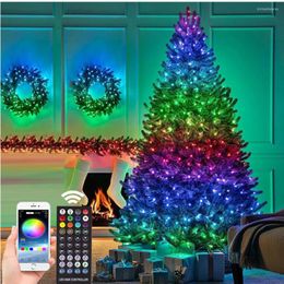 Cuerdas Decoración navideña Cadena de luces LED Control de aplicación inteligente 20M RGB Fairy Bluetooth Remote Garland para la habitación del árbol al aire libre